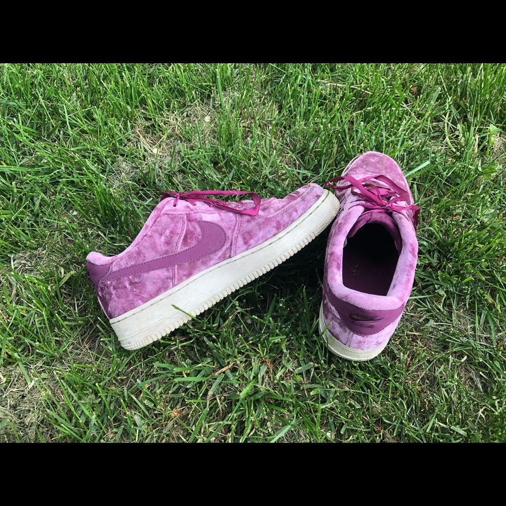 Nike Air Force Ones purple velvet